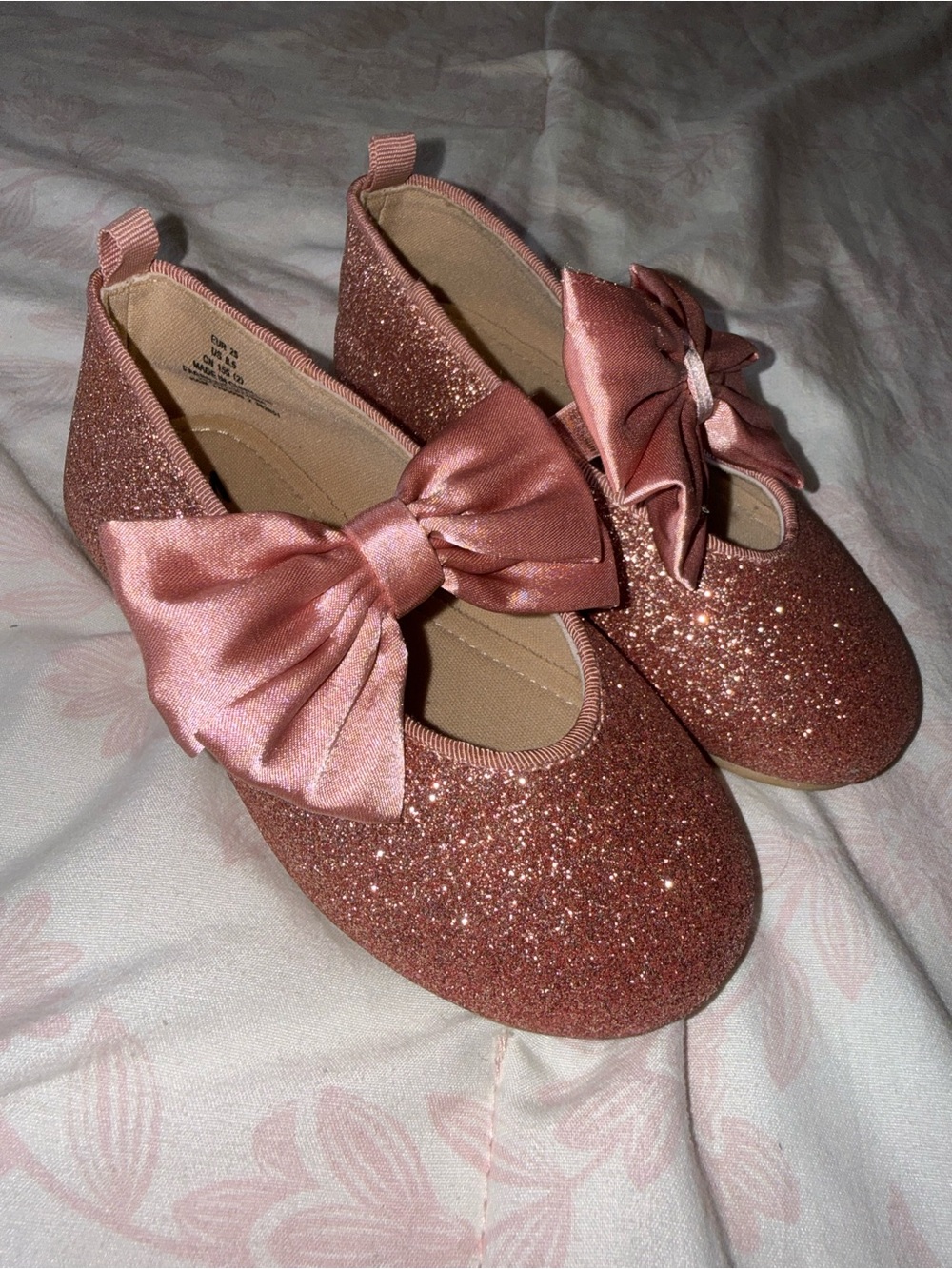 Girls Sparkle Bow Flats - Pink